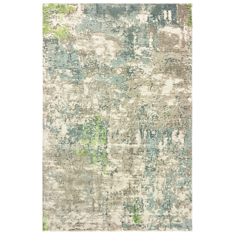 Williston Kirkpatrick Distressed Abstract HandKnotted Blue/Green